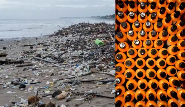 「＜化粧品業界で世界初の取り組み＞ナチュラルコスメブランドLUSHのボトル容器　　　　海洋プラスチックごみを未然に防ぐ活動で回収された再生素材に切替え」の画像