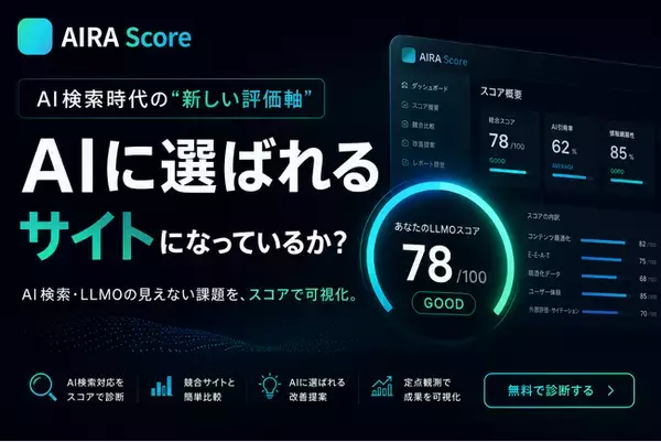 株式会社Shinker、AI検索・LLMO分析ツール「AIRA Score」を正式リリース。ChatGPT・Google AI Overview時代のWebサイト診断を格安で提供　月額9800円～
