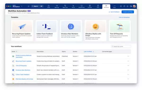 職場の業務効率を向上するコード不要のワークフロー ビルダー　Zoom Workflow Automation を発表
