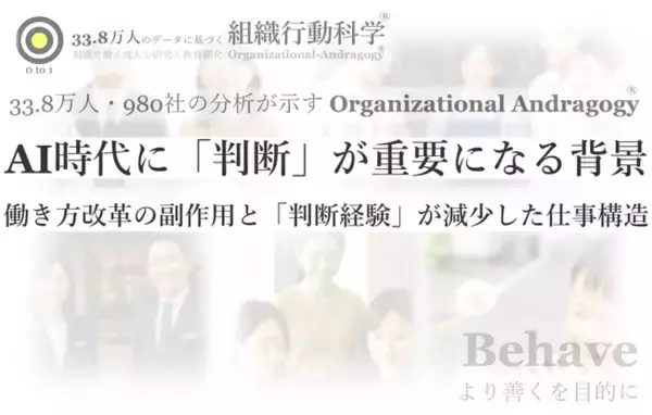 AI時代に「判断」が重要になる背景とは？：33.8万人分析から企業の82%で判断経験が減少（組織行動科学(R) 判断デザインラボラトリー）