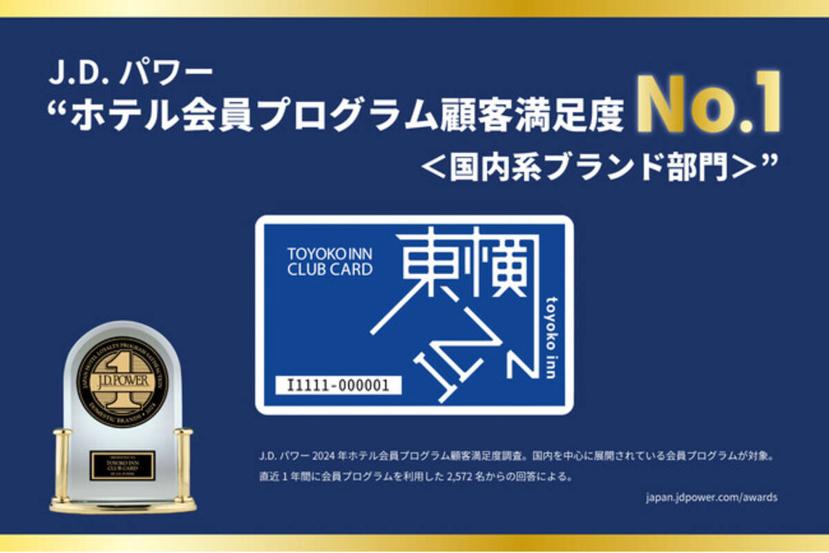 東横INNクラブカード】 J.D. パワー“ホテル会員プログラム顧客満足度No 