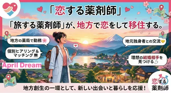 「旅する薬剤師」から、地方での出会いと移住を推進する新プロジェクト「恋する薬剤師」始動！協力薬局＆自治体募集！