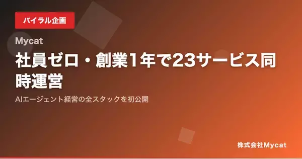 社員ゼロ・創業1年で23サービス同時運営──AIエージェント経営の全スタックを初公開