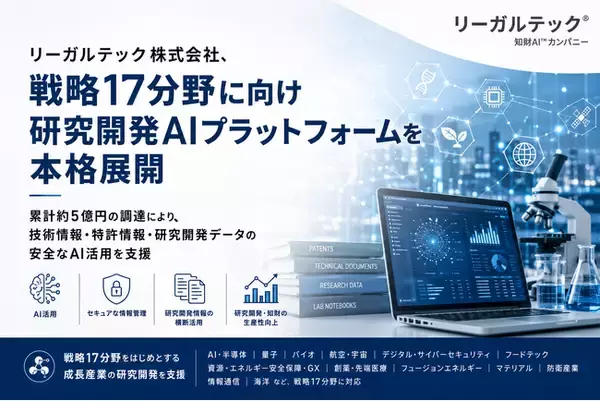 リーガルテック株式会社、戦略17分野に向け研究開発AIプラットフォームを本格展開