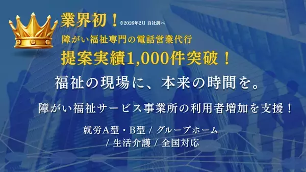 【日本唯一※】「福祉の現場に、本来の時間を。」障がい福祉専門の電話営業代行『Help First』が、提案実績1,000件突破に伴い公式サイトをリニューアル