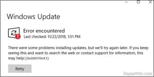 【Windows11/10/8/7】Windowsのアップデートエラー「0x80070643」を修復する方法