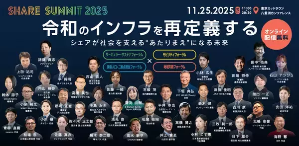 開催まであと１週間！サーキュラーエコノミー・モビリティ・関係人口・地域共創の4分野フォーラムに、産官学のトップランナー70名超が集結！ #シェアサミット2025