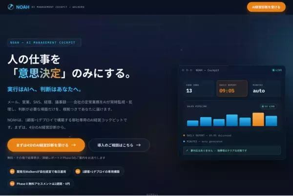 人の仕事を「意思決定」のみにするFDEサービス「NOAH」を提供開始
