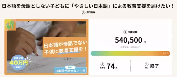 【クラウドファンディング135％！】日本語が母語でない子どもへの教育支援のために特定非営利活動法人CanPlanterが目標額達成！