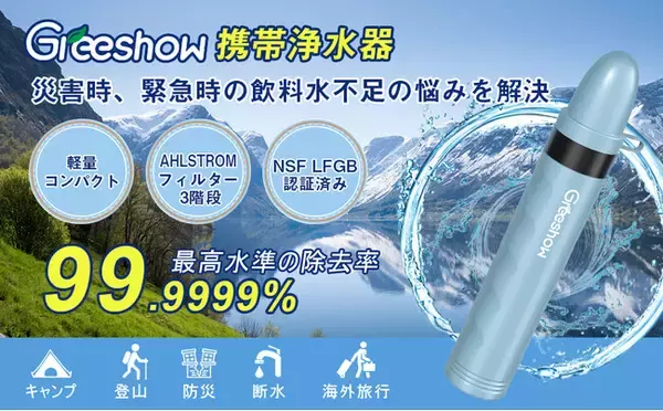 【24%OFF!!! アマゾン時間限定セール予告】GreeShow 携帯浄水器 アウトドア 浄水器 携帯用  ブルー  プロが信頼する浄水性能の携帯浄水器 !自然の水を飲用可能な水に変更可能 !!!