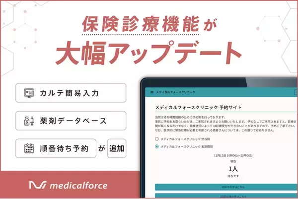 medicalforce、「保険診療機能」を大幅にアップデート　皮膚科・形成外科をはじめとするクリニックの患者体験向上・業務効率化に貢献