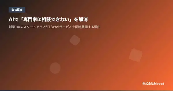 創業1年で13のAIサービスを同時展開 ── 株式会社Mycatが2026年度の機能強化計画を発表