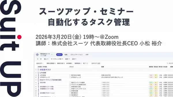 「スーツアップ・セミナー「自動化するタスク管理」開催のお知らせ」の画像