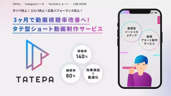 タテ型ショート動画制作サービス「TATEPA（タテパ）」をリリース