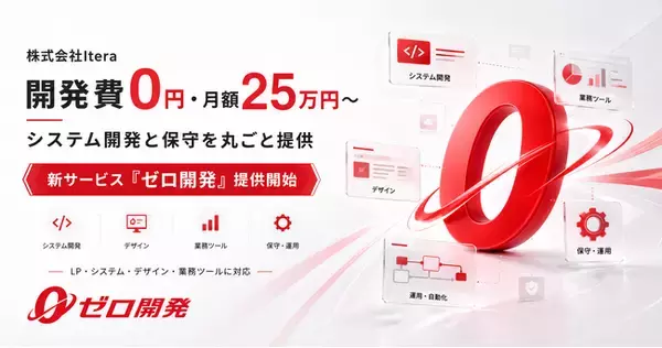 株式会社Itera、開発費0円・月額25万円～でシステム開発と保守を丸ごと提供する新サービス「ゼロ開発」を提供開始