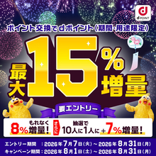 「ポイント交換でdポイント最大15％増量キャンペーン」を開催