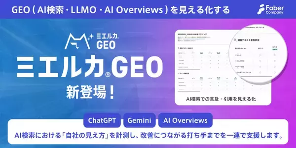 AI検索・ChatGPT・Geminiでの「自社の見え方」をミエルカ。GEO(AI検索・LLMO・AI Overviews)対策ツール「ミエルカGEO」をリリース