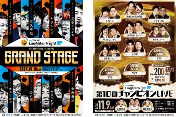TBSラジオ『マイナビ Laughter Night』歴代王者集結LIVE ＆ 第10回チャンピオンLIVE 開催 決定！！