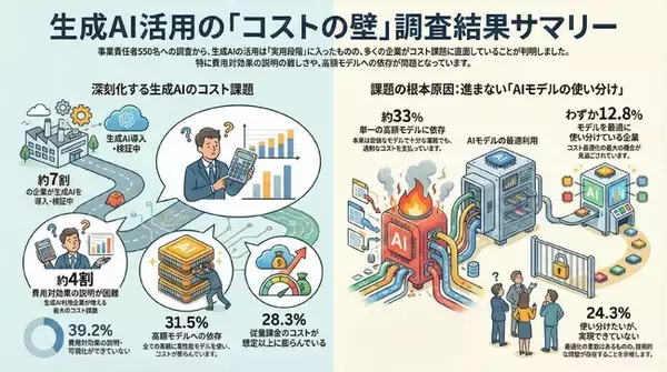 【550名調査】生成AIコスト、約4割が「費用対効果の説明困難」と回答