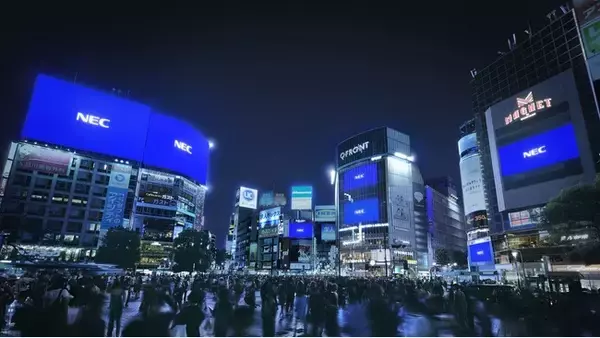 NEC、渋谷スクランブル交差点をジャック「わたしたちの社会価値創造は、でかい。」