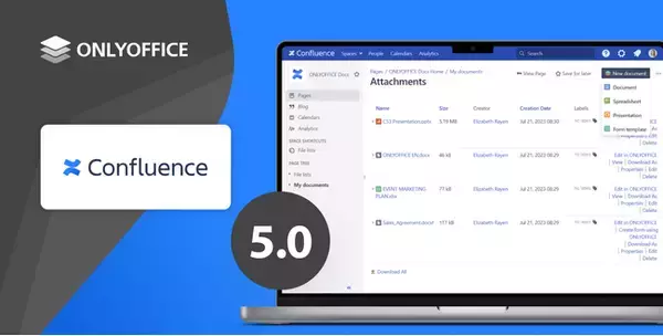 Confluence用ONLYOFFICEコネクタv5.0.0がリリース