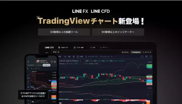 【LINE証券】LINE FX、LINE CFDに高機能チャート「TradingView」が新登場！50種類以上の描画ツールと90種類以上のインジケーターを搭載
