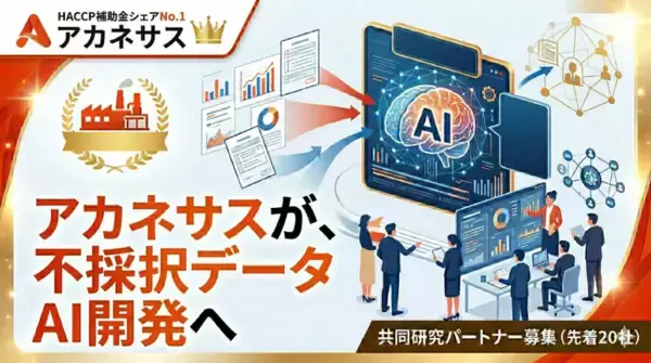 【業界初】農水省HACCP補助金シェアNo.1のアカネサスが「不採択データAI」開発へ