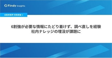 【自動車業界 実態調査（2）】6割強が必要な情報にたどり着けず、調べ直しを経験、社内ナレッジの埋没が課題に