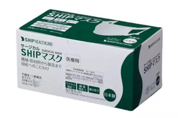 国産・高機能マスク『SHIPマスク』シリーズ　日本産業規格JIS T9001（医療用・クラスIII）適合番号を取得