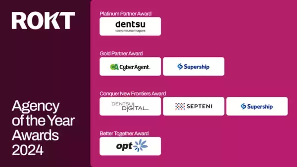 Roktが国内代理店パートナーを表彰する「Rokt Agency of the Year Awards 2024」の受賞企業を発表。