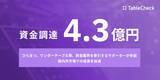 「TableCheck、4.3億円の資金調達実施」の画像1