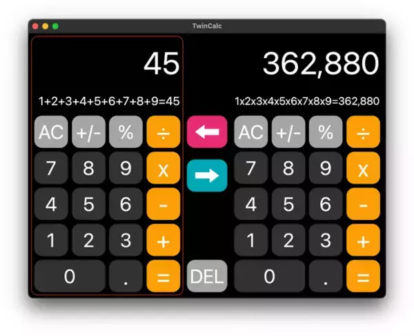 2つの計算を同時に行える電卓アプリ「TwinCalc」Mac専用版「TwinCalc+」を全世界175の国と地域で同時リリース