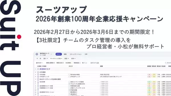 AIタスク管理・プロジェクト管理ツール「スーツアップ」、2026年創業100周年企業応援キャンペーン