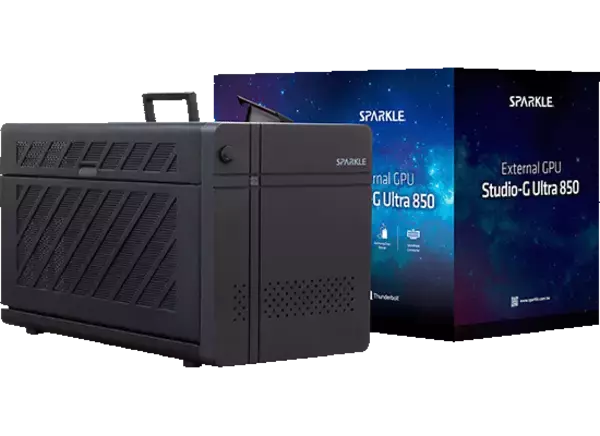 SPARKLEから、Thunderbolt5接続外付けGPUボックス『TBX-850FAB』発売 最大346x170x77mm・消費電力600Wの大型グラフィックボードを搭載可能