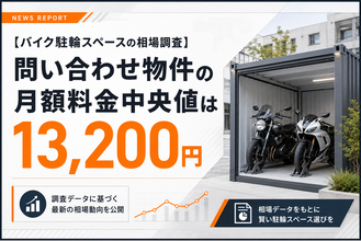 【バイク駐輪スペースの相場調査】問い合わせ物件の月額料金中央値は13,200円