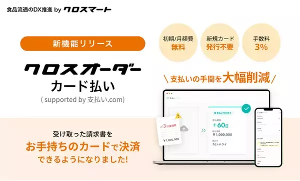 UPSIDERがクレディセゾンと共同運営する「支払い.com」、食品流通のDXを推進するクロスマートと協業開始