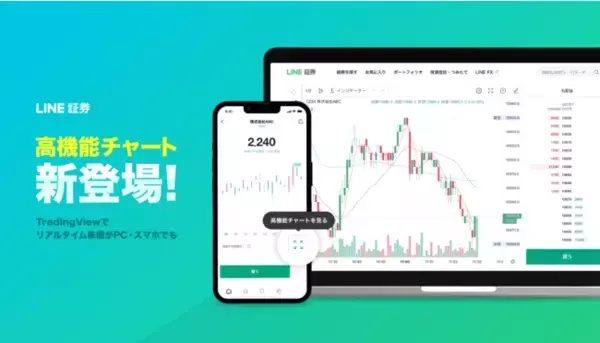 【LINE証券】高機能チャートが新登場　ネット証券業界初！リアルタイム株価による「TradingView」を導入