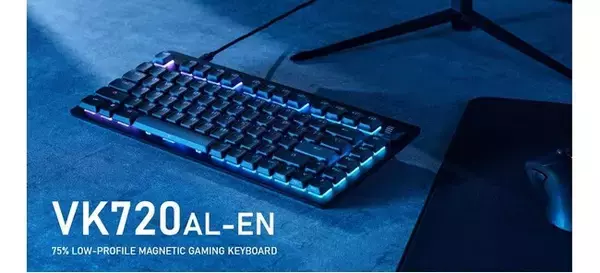 「US配列」の磁気スイッチ＋ロープロファイル仕様！『ELECOM GAMING V custom』より、75%ゲーミングキーボード“VK720AL-EN”を新発売