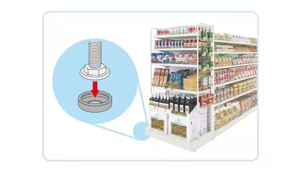 地震発生時の店舗における陳列棚からの商品落下を抑制する免震アジャスターキャップ「μ patch（ミューパッチ）」を発売