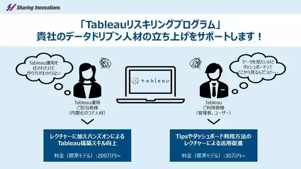 自社でのTableauを活用したデータドリブン人材の立ち上げをサポートするサービス「Tableauリスキリングプログラム」をリリース