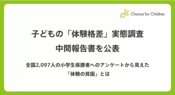 子どもの「体験格差」実態調査中間報告書を公表　～全国2,097人の小学生保護者へのアンケートからみえた「体験の貧困」とは～
