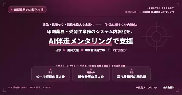 株式会社if、印刷業など受発注業務を持つ中小企業向けに『受注メール解析から配送手配まで』のAI内製化モデルを提示──伴走メンタリングと助成金活用で自社構築を支援