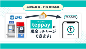 ローソン銀行ATMから「teppay」への現金チャージが可能に