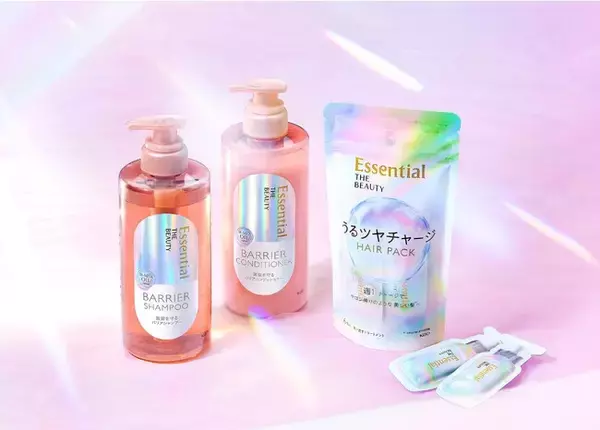 花王の主力ヘアケアブランド「エッセンシャル」から「Essential THE BEAUTY バリアシャンプー・バリアコンディショナー・うるツヤチャージヘアパック」新発売