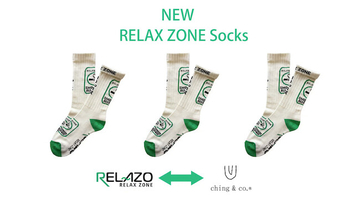 足元で「SMOKING ALLOWED」。RELAZO×ching&co.初コラボソックス「RELAX ZONE Socks」発売、抽選で10名にプレゼント