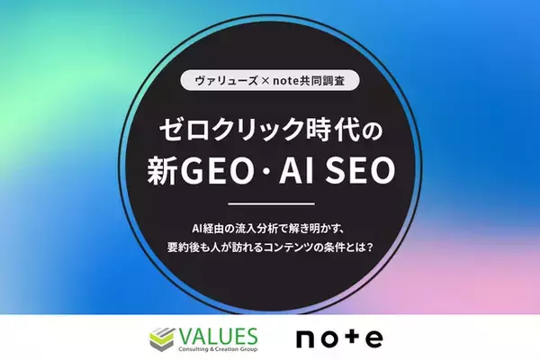 ゼロクリック時代の新GEO・AI SEO　AI経由の流入分析で解き明かす、要約後も人が訪れるコンテンツの条件とは？【ヴァリューズ×note共同調査】