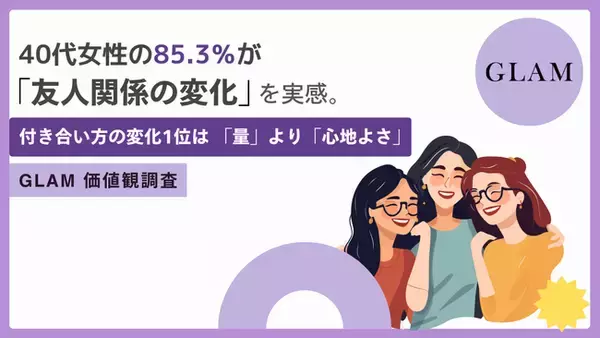 40代女性の85.3％が「友人関係に変化」。付き合い方の変化1位は「量より心地よさ」43.3％【GLAM価値観調査】