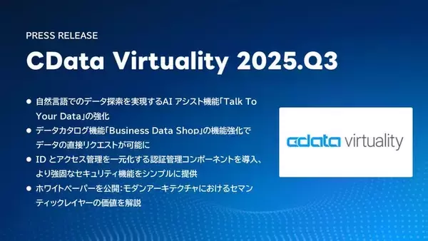 自然言語でのデータ探索を実現するAI アシスト機能「Talk To Your Data」を強化した『CData Virtuality 2025.Q3』をリリース