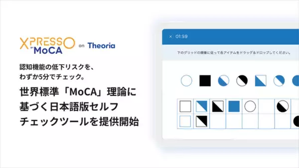 「認知機能の低下リスクを、わずか5分でチェック。世界標準「MoCA」理論に基づく日本語版セルフチェックツールを提供開始」の画像