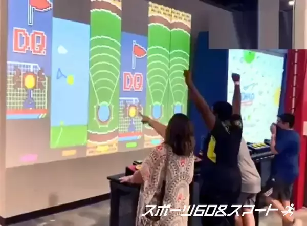 100m、水泳、射撃、三段跳び、ハンマー投げといったオリンピック競技(大画面150インチ！)のデジタルゲームアトラクション「ビッグスクリーンスポーツ」が「アリオ鷲宮/スポーツ60&スマート」に導入！